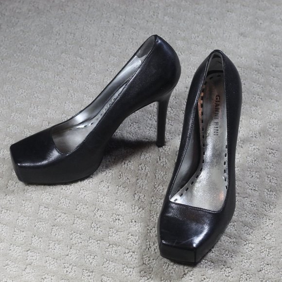 Gianni Bini Size 8.5 Black Square Toe Platform 5" Stiletto Heels - Picture 1 of 6